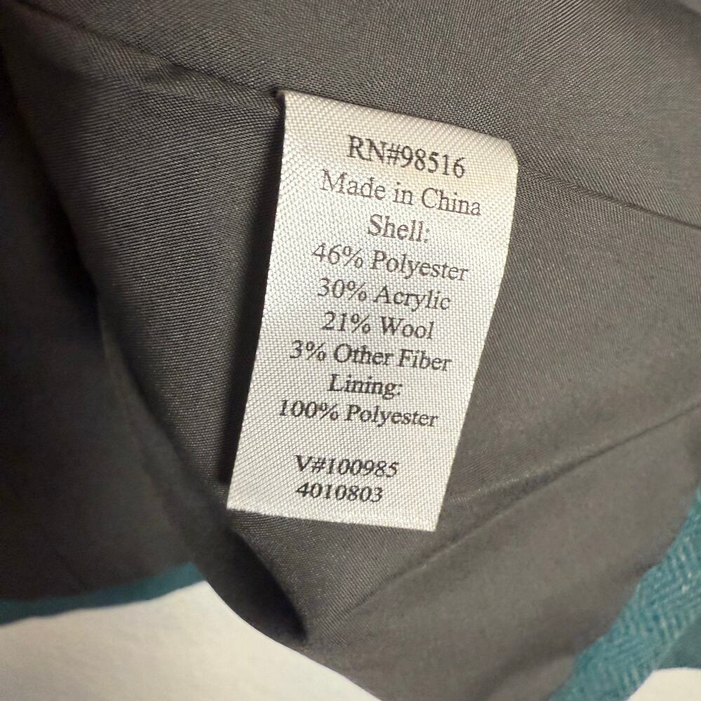 Coldwater Creek Teal Blue Wool Herringbone Tweed Blazer Jacket Plus Size 18 - Picture 9 of 9